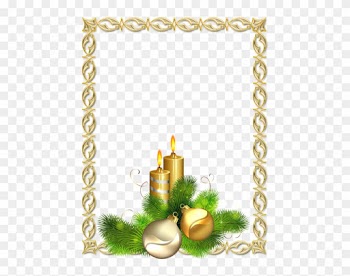 Large Transparent Gold Christmas Photo Frame With Candles - Gold Christmas Frame