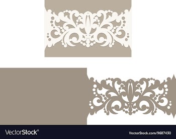  					Laser cut envelope template for invitation vector image														
