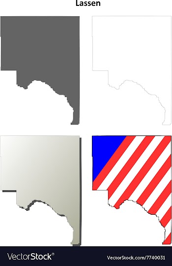 Lassen County California outline map set vector image