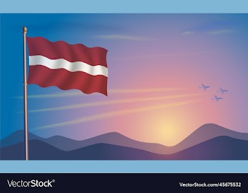 latvia flag in the morning sun