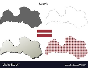 Latvia outline map set vector image