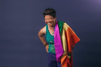 Laughing Portrait With Pride Flag