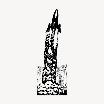 Launched spaceship hand drawn clipart, | Free Vector Illustration - rawpixel
