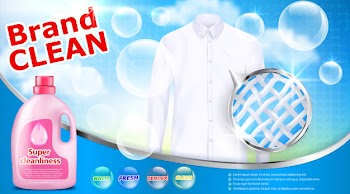 Laundry detergent advertising poster Free Vector