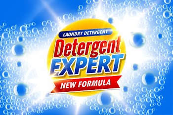 Laundry detergent packaging for detergent expert Free Vector