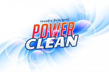Laundry detergent packaging for power clean Free Vector