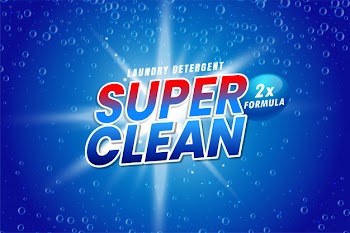 Laundry detergent packaging for super wash Free Vector
