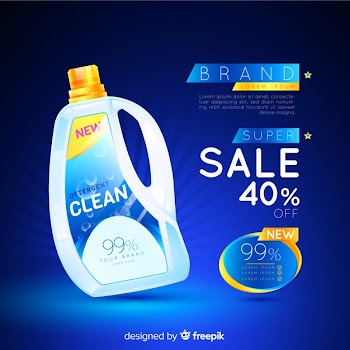 Laundry detergent sale realistic advertisement Free Vector