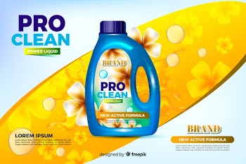 Laundry detergent sale realistic advertisement Free Vector