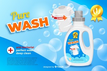 Laundry detergent sale realistic advertisement Free Vector