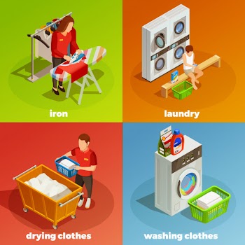 Laundry isometric dry cleaning composition Free Vector