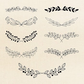Laurel PSD black floral vintage style set | Free stock illustration | High Resolution graphic