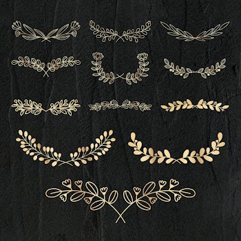 Laurel PSD gold floral luxury style set | Free stock illustration | High Resolution graphic