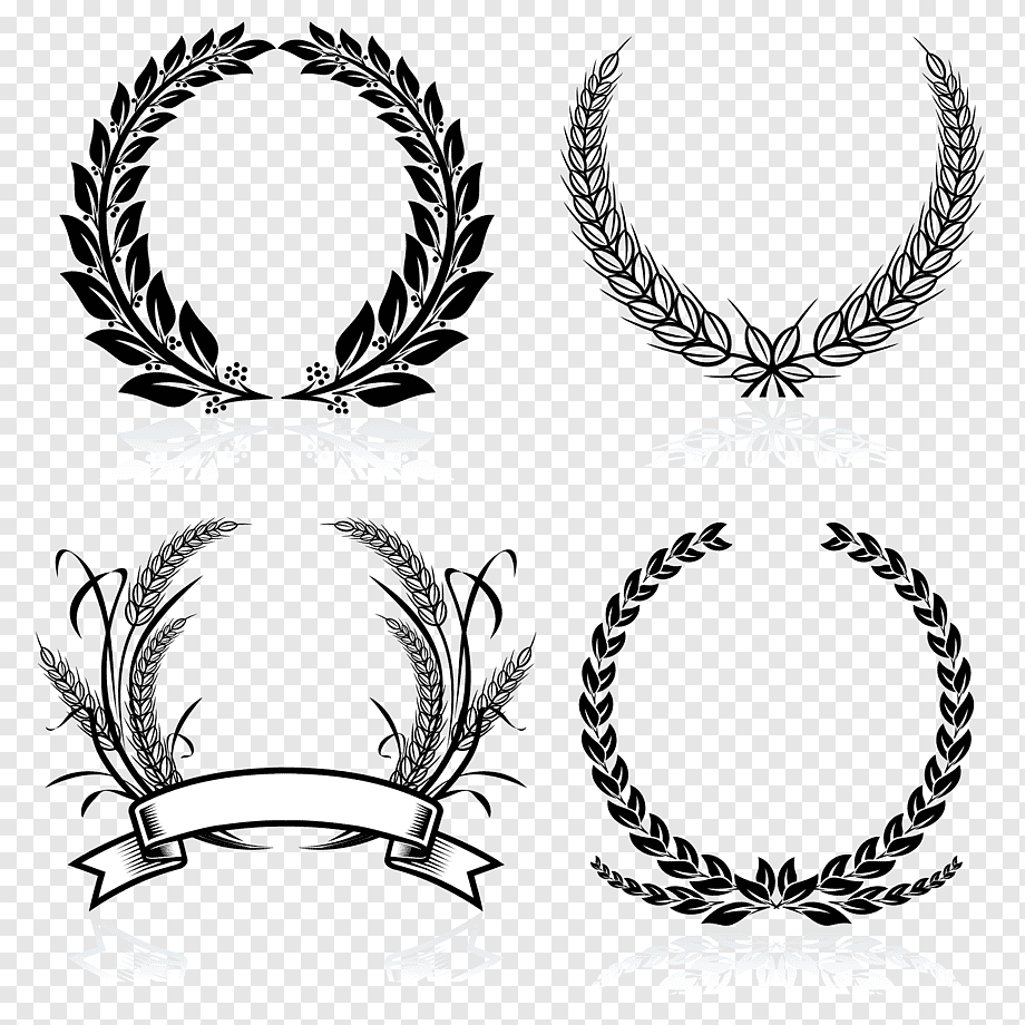 Laurel wreath Bay Laurel graphy, Black and white wheat Border, frame, monochrome, border Frame png