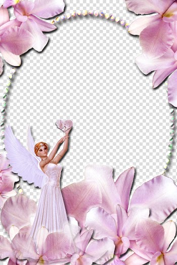 Lav Frames  with Angel of OutlawbyDesign, pink flower frame illustration transparent background PNG clipart
