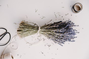 Lavender Flower Bouquet On White Surface