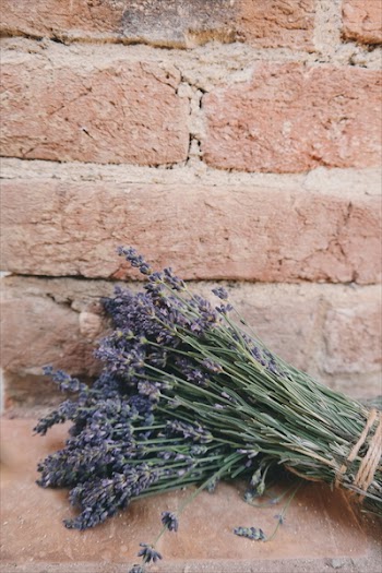 Lavender Flowers in Bloom Bouquet on Brown Bricked Surface