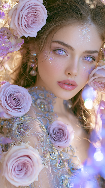 Lavender Roses Goddess with Romantic Aura