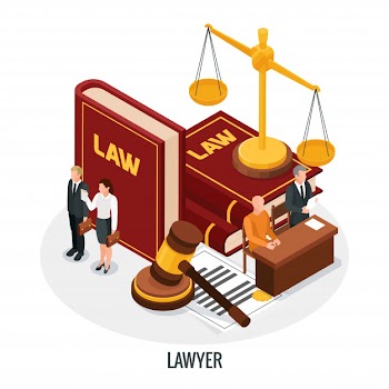 Law justice isometric composition with small people characters books of law gavel and golden weight vector illustration Free Vector