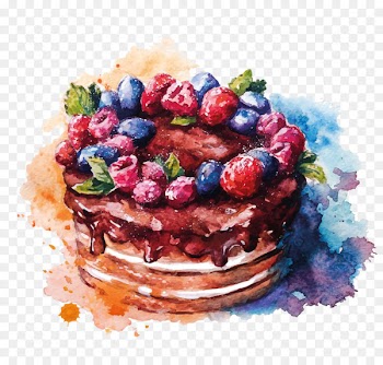 Layer cake Watercolor painting Drawing - Drawing Strawberry Cake 
