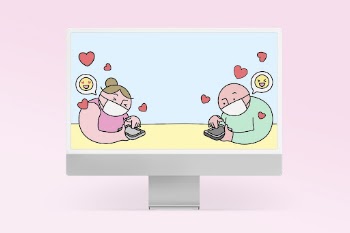 LDR couple texting, computer screen, | Free Photo - rawpixel