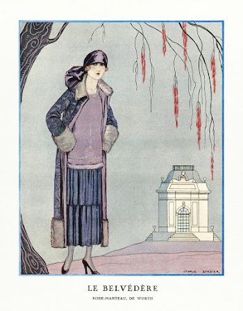 Le Belv&eacute;d&egrave;re (1924) fashion illustration in high resolution by George Barbier. Original from The Beinecke Rare Book & Manuscript Library. Digitally enhanced by rawpixel.