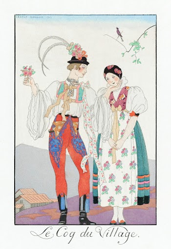 Le Coq du Village (1922) fashion illustration in high resolution by George Barbier. Original from The Rijksmuseum. Digitally enhanced by rawpixel.