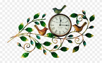 Leaf And Birds Wall Clock Nature Inspired Metal Leaf - Bird Theme Clock
