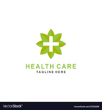 Leaf and cross plus for medicalhealth logo design vector image