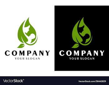 leaf and mother taking care baby logo