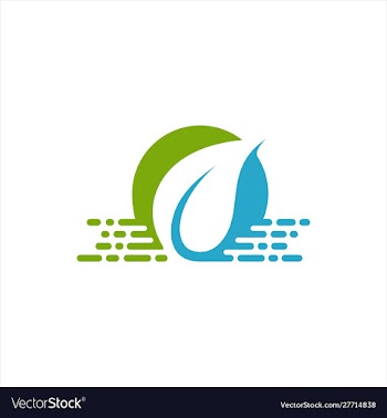 Leaf and water blue logo template vector image