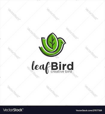Leaf bird logo icon line art outline template vector image