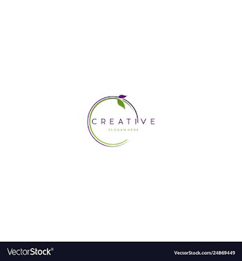 Leaf circle naturally label creative business logo vector image