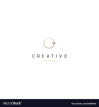 Leaf circle naturally label creative business logo vector image