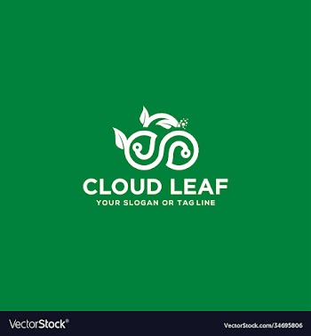 leaf cloud tech logo design and business card