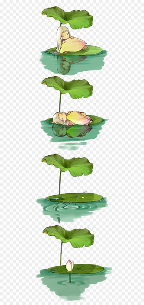 Leaf Comics Illustration - Creative cartoon god cents lotus sleeping map 