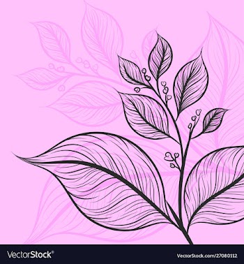 Leaf drawing art pattern on a pink color scene vector image