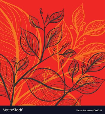 Leaf drawing art pattern on a red scene vector image