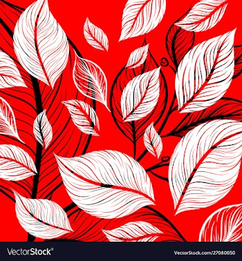 Leaf drawing art pattern on a red vector image