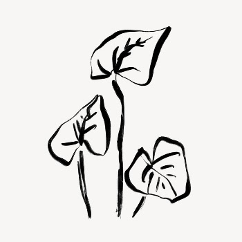 Leaf line art, Chinese brush | Free Photo - rawpixel