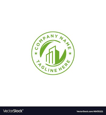 leaf logo combination with the building