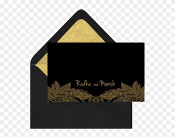 Leaf Outlines Thank You Note In Black - .com