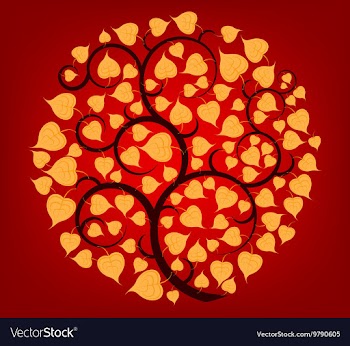 Leaf scene on red vector image
