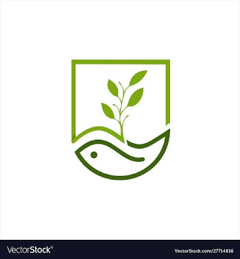 Leaf water flow with abstract fish logo vector image