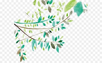Leaf Watercolor painting Euclidean vector Icon - Watercolor painted green tree branches 