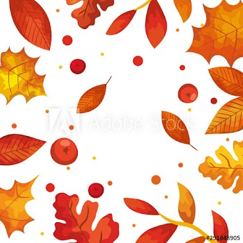 leafs and fruits autumn pattern background