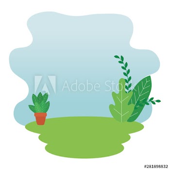 leafs garden with houseplant landscape scene