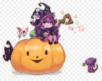 League of Legends Halloween Pumpkin Cat - Witch and cat on Halloween pumpkin 