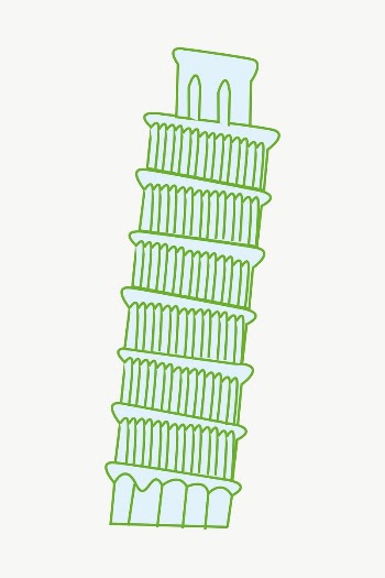 Leaning tower of Pisa clipart, | Free Vector - rawpixel