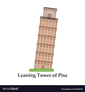 Leaning tower of pisa graphical hand-painted vector image